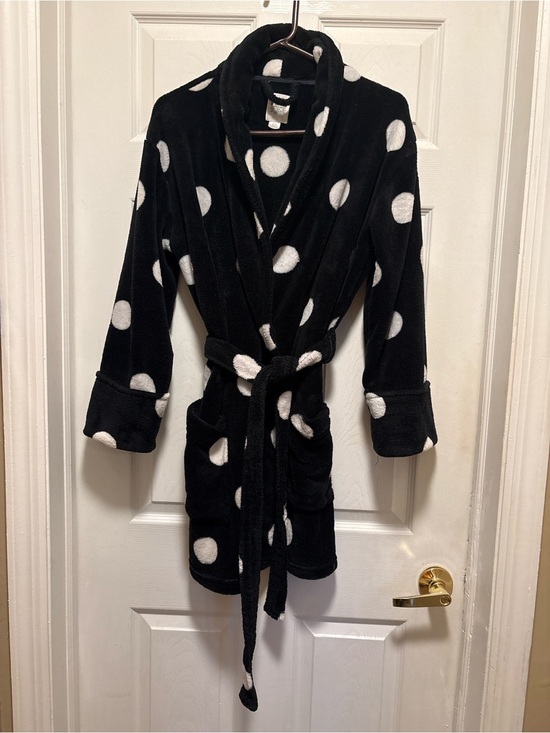 PINK Victoria's Secret Other - PINK Victoria's Secret Black Robe with White Polka Dots